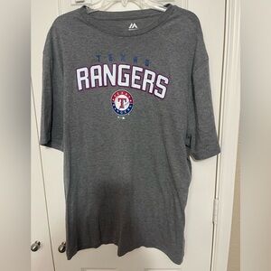Majestic Gray Texas Rangers Short Sleeve Tee